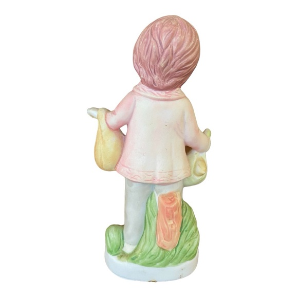 Vintage porcelain figurine child with bunnies and turtle. EUC - Picture 3 of 5